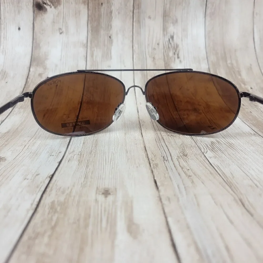 Stauer Flyboy Brown Aviator Sunglasses UV 400